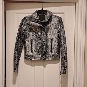 Blank NYC Anaconda Black Snake Vegan Leather Moto Jacket Women's XS